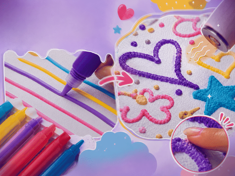 😍6-Pack Colorful Popcorn Puffy Pens🍿 for Kids – Fun 3D Bubble Art Markers for DIY Drawing, Birthday Cards, Greeting Cards & Creative Crafts