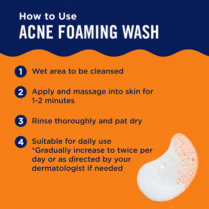 10% Benzoyl Peroxide Foaming Face & Body Cleanser – Maximum Strength Daily Wash for Acne-Prone Skin, Helps Remove Excess Oil and Pore Buildup, 5.5 oz