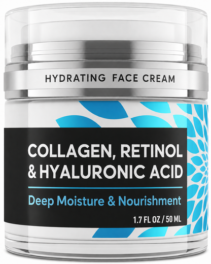 Retinol Collagen Firming Face & Neck Cream with Hyaluronic Acid – Anti-Aging Day & Night Moisturizer for Women & Men