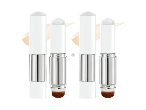 🎉BUY 1 GET 1 FREE🎉Color Changing Foundation Stick 2-Pack, 2-in-1 Foundation Stick with Built-in Blending Brush, Moisturizing Long Lasting Makeup for Deep Skin Tone, Buildable Coverage, Natural Finish