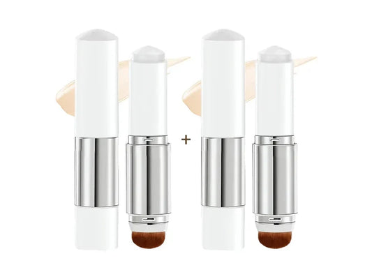 🎉BUY 1 GET 1 FREE🎉Color Changing Foundation Stick 2-Pack, 2-in-1 Foundation Stick with Built-in Blending Brush, Moisturizing Long Lasting Makeup for Deep Skin Tone, Buildable Coverage, Natural Finish