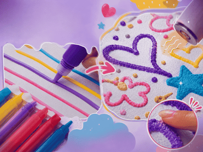 😍6-Pack Colorful Popcorn Puffy Pens🍿 for Kids – Fun 3D Bubble Art Markers for DIY Drawing, Birthday Cards, Greeting Cards & Creative Crafts