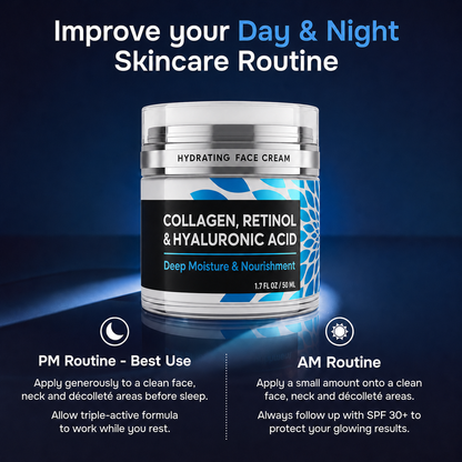 Retinol Collagen Firming Face & Neck Cream with Hyaluronic Acid – Anti-Aging Day & Night Moisturizer for Women & Men