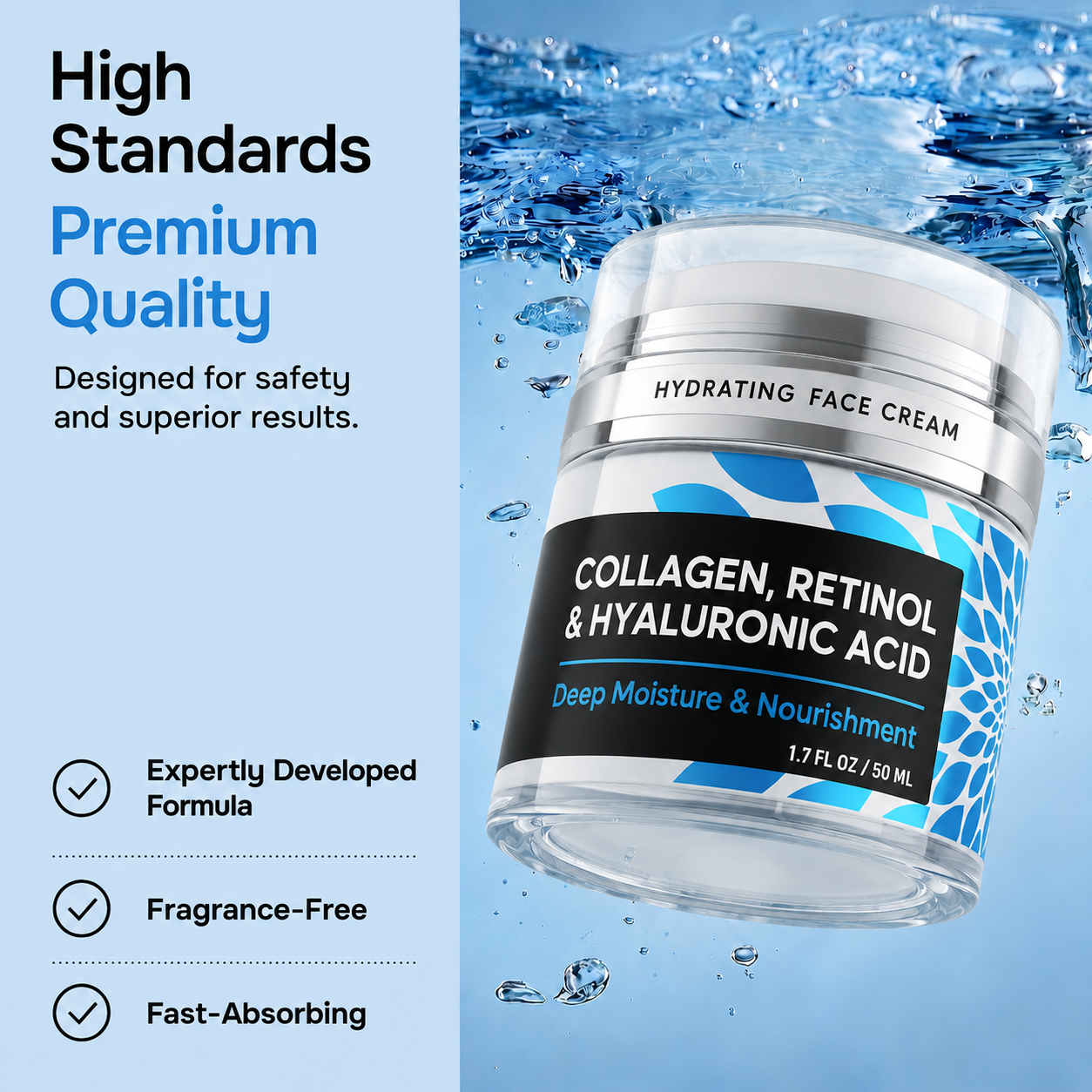 Retinol Collagen Firming Face & Neck Cream with Hyaluronic Acid – Anti-Aging Day & Night Moisturizer for Women & Men