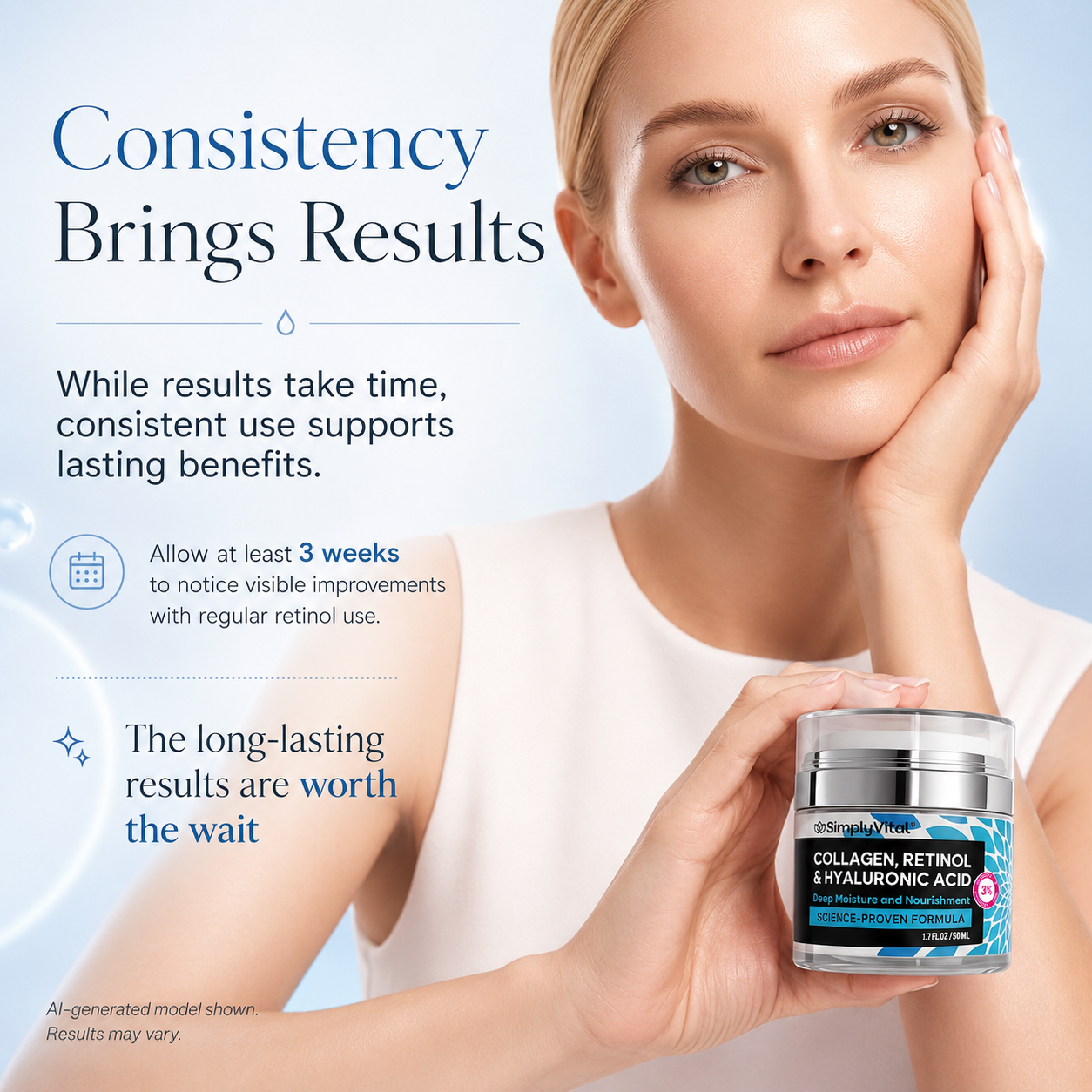 Retinol Collagen Firming Face & Neck Cream with Hyaluronic Acid – Anti-Aging Day & Night Moisturizer for Women & Men