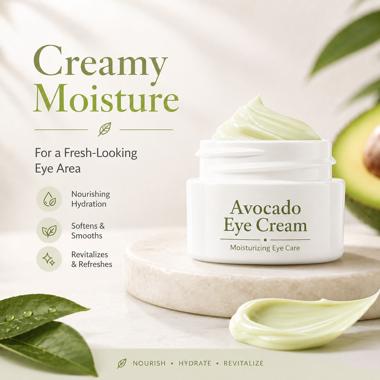 Jelenevia Avocado Eye Cream – Hydrating Under-Eye Treatment for Puffiness,😍 Dark Circles & Fine Lines😍