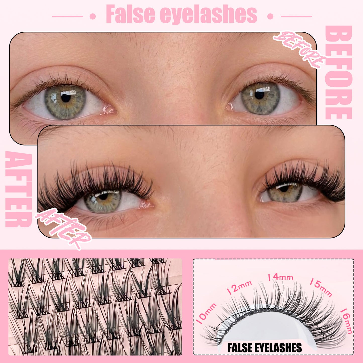 JELENEVIA Manga Lash Clusters With Spikes Wispy Cluster Eyelash Extensions Fluffy Anime Eyelashes Clusters Reusable Faux Mink Fairy Individual Lash